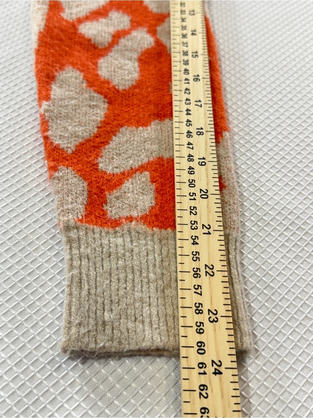 Abstract Statement Sweater Size L Orange Tan Artsy Fall Modern Boutique Style - Picture 7 of 9